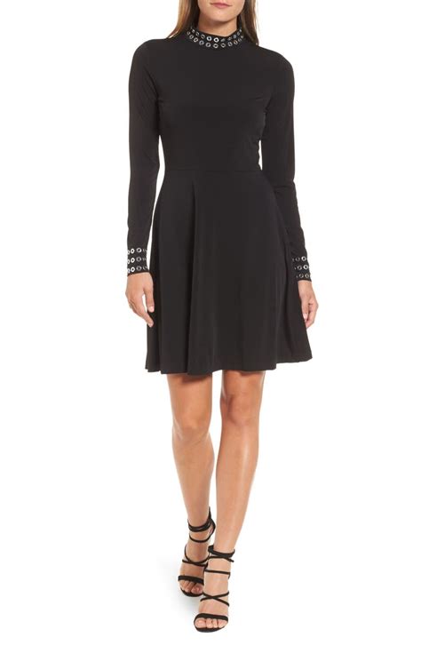 michael michael kors grommet laced-neck dress|michael michael kors grommet mock neck long sleeve dress.